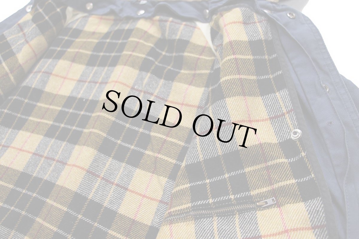 画像7: イタリア製 Fay チンスト&タータンチェック ウールライナー付き コットン キャンバス ファイヤーマンコート 薄紺 フェード L (7)