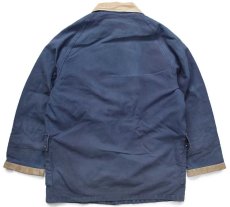 画像2: イタリア製 Fay チンスト&タータンチェック ウールライナー付き コットン キャンバス ファイヤーマンコート 薄紺 フェード L (2)