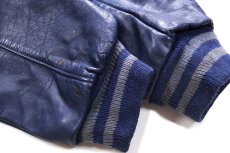 画像8: 60s HOWE レタードパッチ付き メルトン ウール 袖革スタジャン 薄紺×紺 (8)