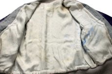 画像5: 60s UNKNOWN レタードパッチ付き メルトン ウール 袖革スタジャン グレー×紫 (5)