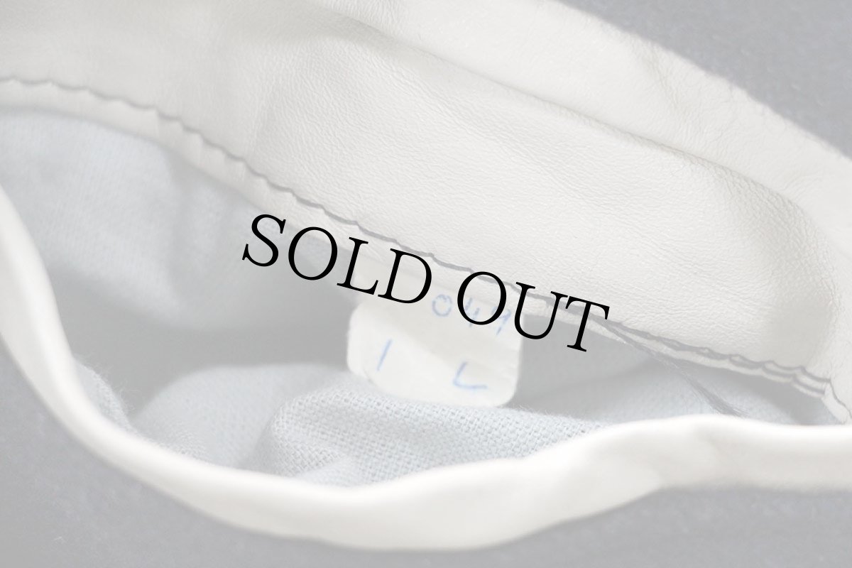 画像5: 80s USA製 Filoede Ford Top Gun フォード ロゴ刺繍 メルトン ウール 袖革スタジャン 紺×アイボリー (5)