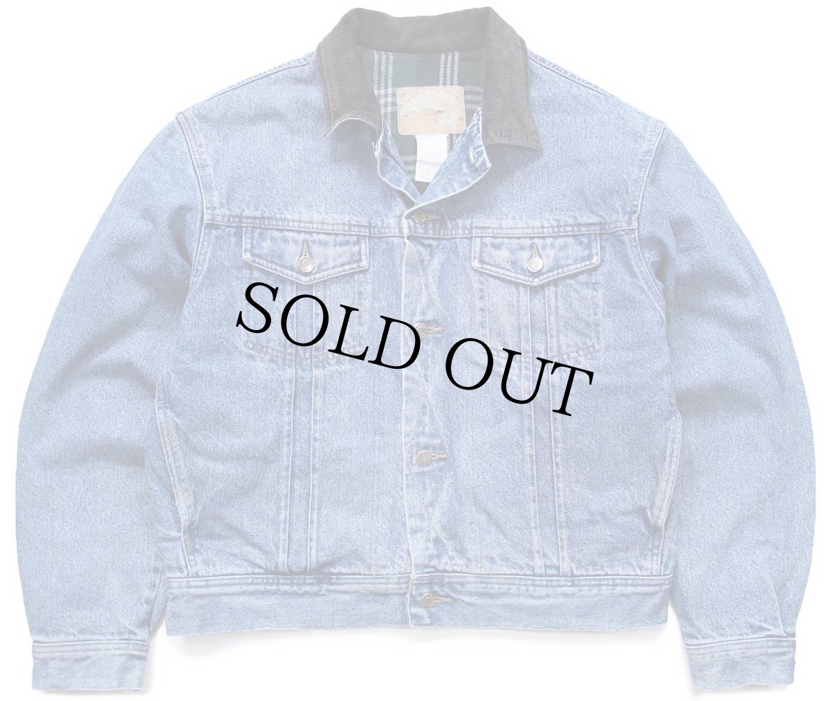 画像1: 90s GAPギャップ チェック ネルライナー デニムジャケット 4ポケット M (1)