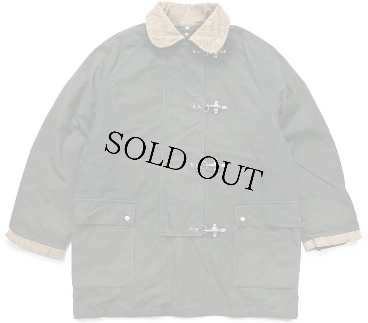 画像1: イタリア製 Fay チンスト&タータンチェック ウールライナー付き コットン キャンバス ファイヤーマンコート 緑 フェード XL (1)