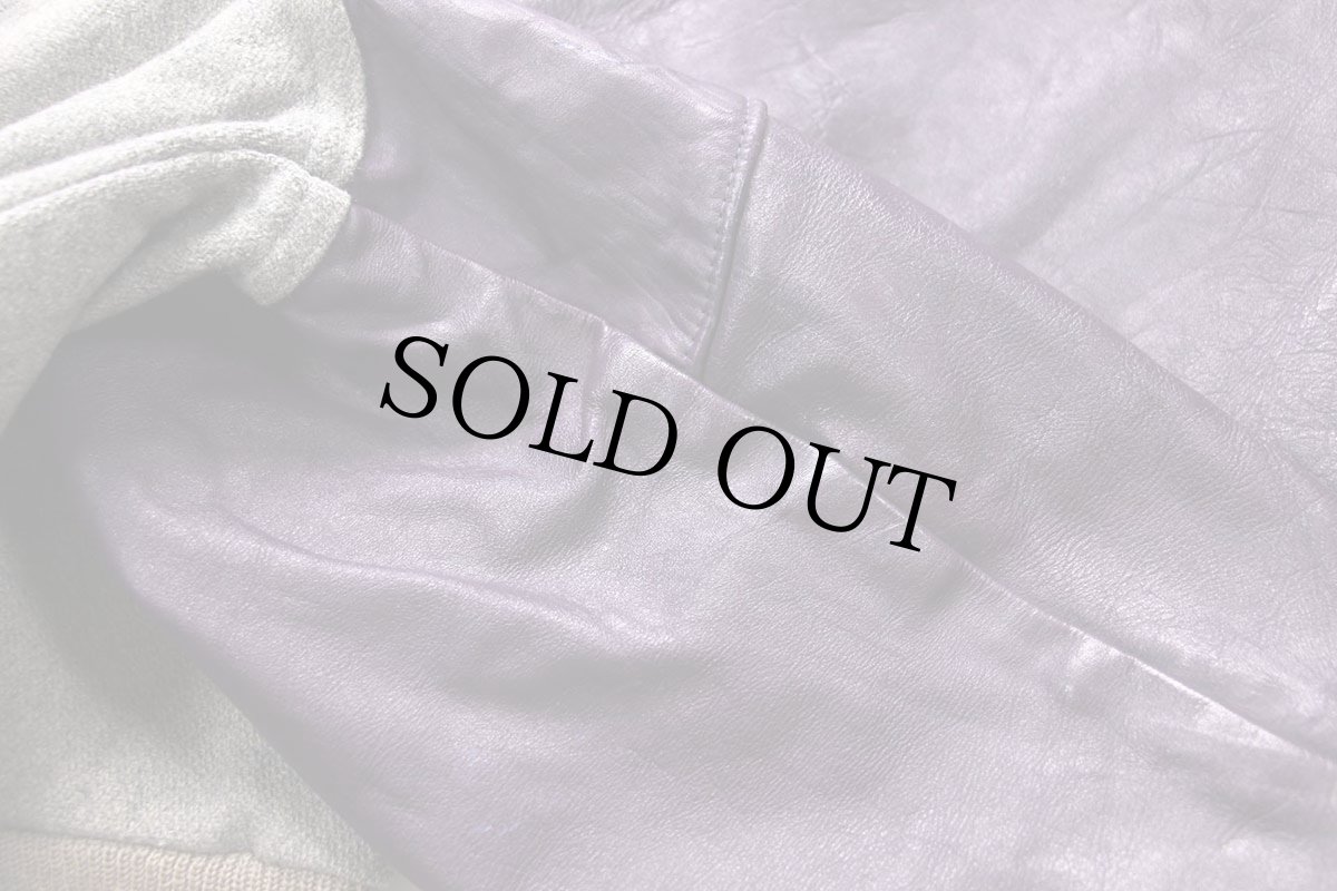 画像7: 60s UNKNOWN レタードパッチ付き メルトン ウール 袖革スタジャン グレー×紫 (7)