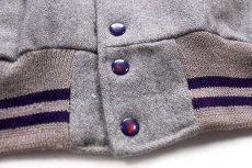 画像6: 60s UNKNOWN レタードパッチ付き メルトン ウール 袖革スタジャン グレー×紫 (6)