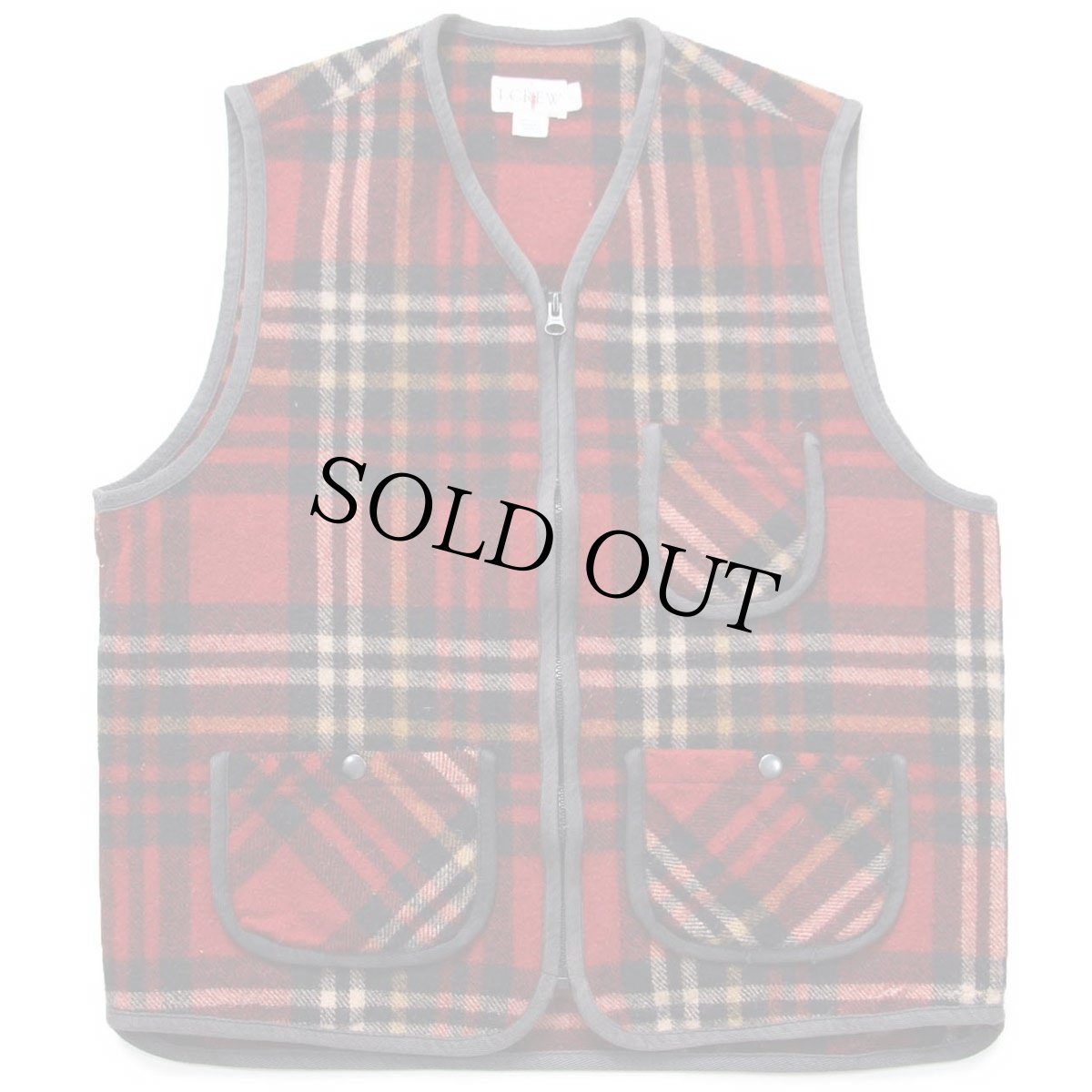 画像1: 90s J.CREW パチポケ タータンチェック ウールベスト S (1)