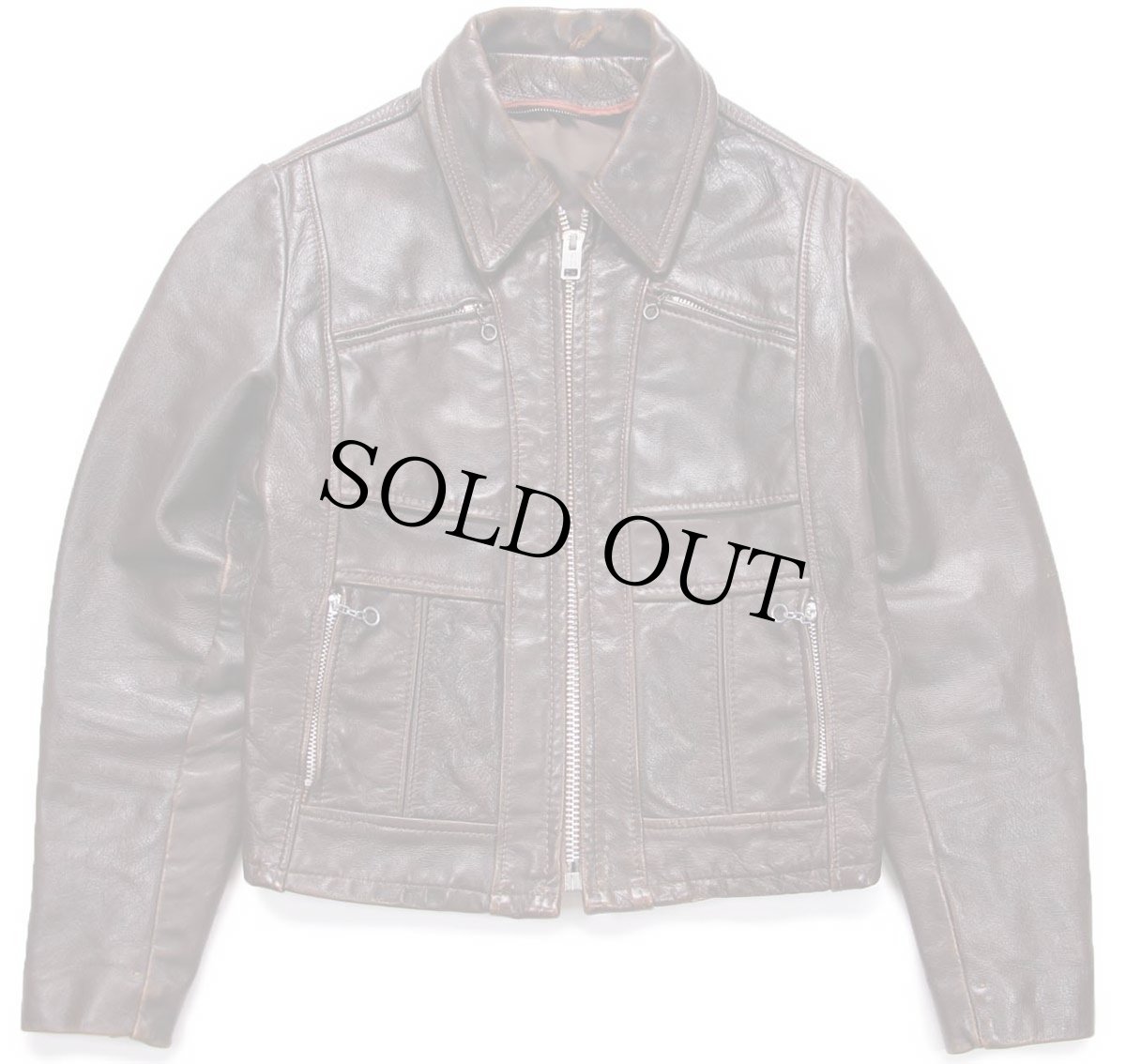 画像1: 70s UNKNOWN シングルライダース レザージャケット 焦げ茶 13 (1)