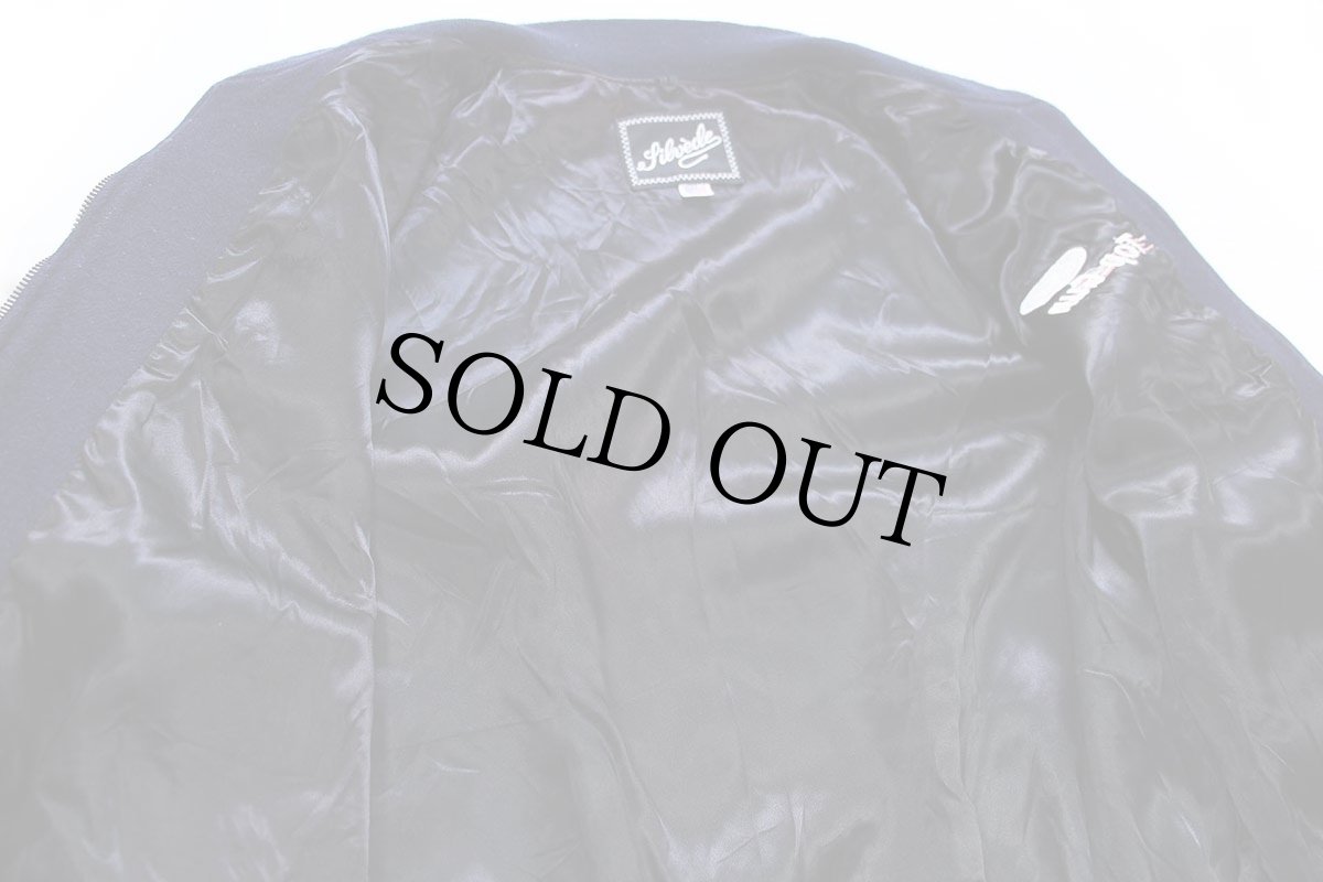 画像6: 80s USA製 Filoede Ford Top Gun フォード ロゴ刺繍 メルトン ウール 袖革スタジャン 紺×アイボリー (6)