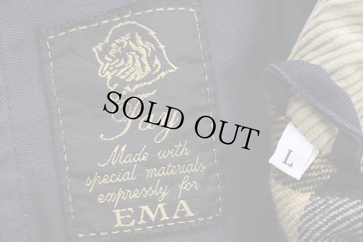 画像4: イタリア製 Fay タータンチェック ウールライナー コットン キャンバス ファイヤーマン ベスト 紺 フェード L (4)