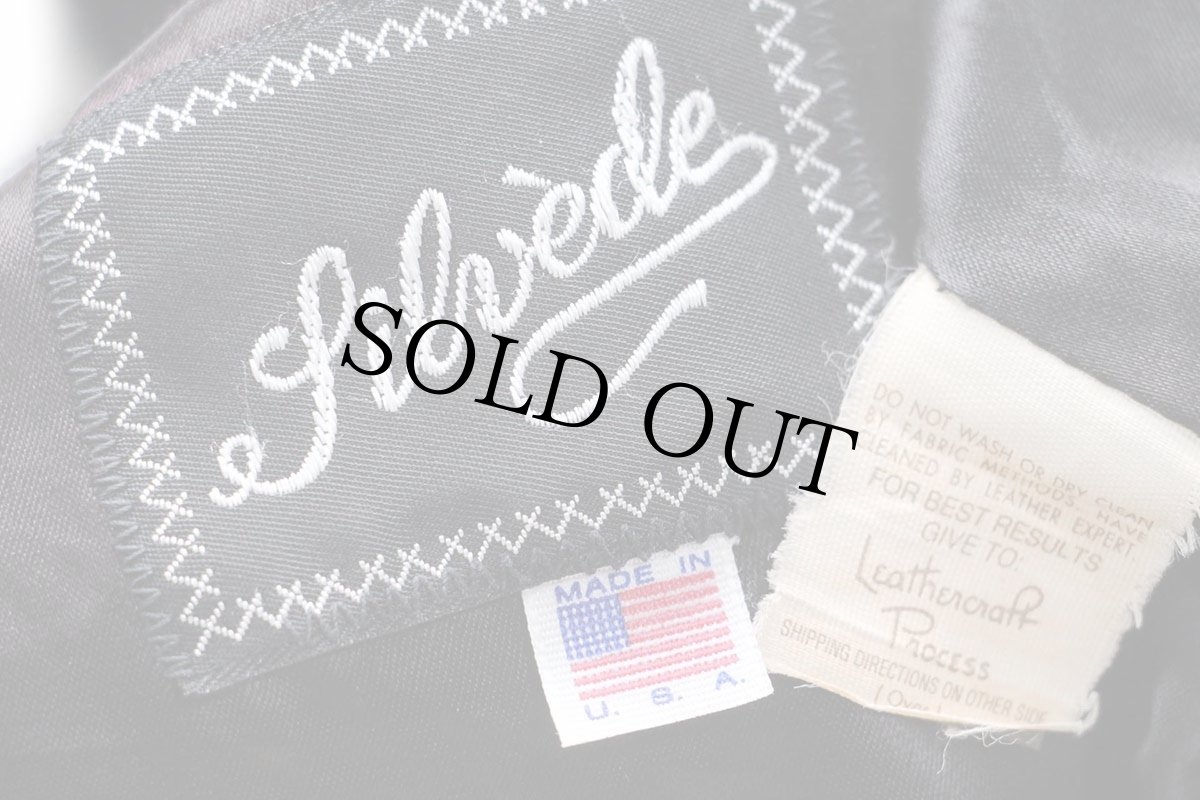 画像4: 80s USA製 Filoede Ford Top Gun フォード ロゴ刺繍 メルトン ウール 袖革スタジャン 紺×アイボリー (4)