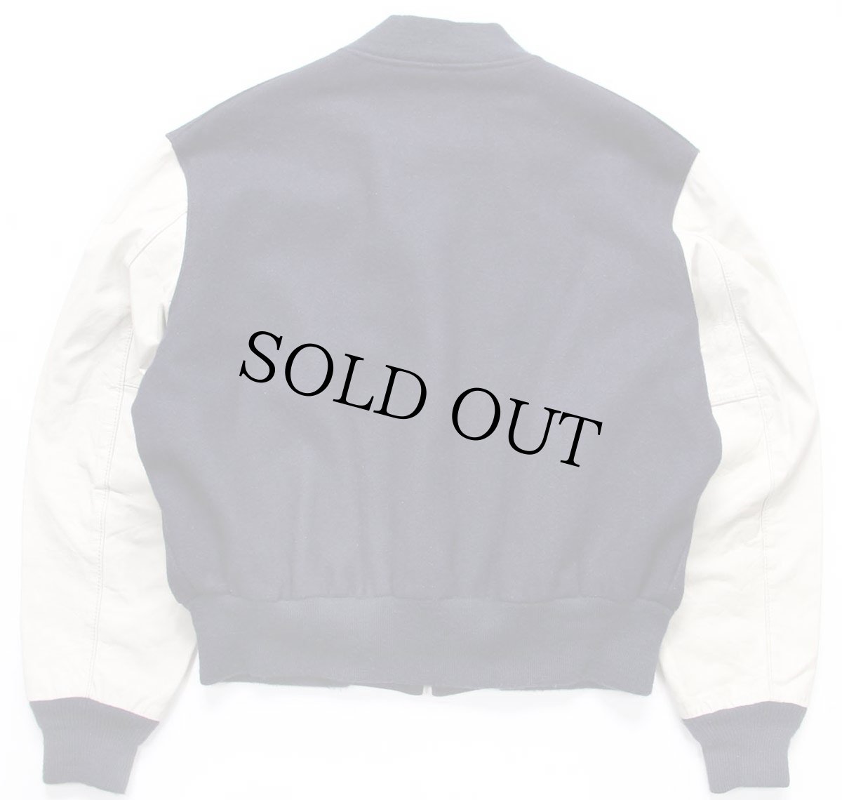 画像2: 80s USA製 Filoede Ford Top Gun フォード ロゴ刺繍 メルトン ウール 袖革スタジャン 紺×アイボリー (2)