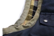 画像8: イタリア製 Fay タータンチェック ウールライナー コットン キャンバス ファイヤーマン ベスト 紺 フェード L (8)