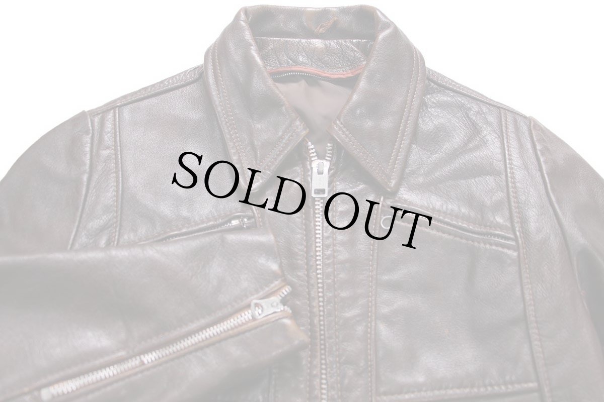 画像3: 70s UNKNOWN シングルライダース レザージャケット 焦げ茶 13 (3)