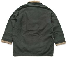 画像2: イタリア製 Fay チンスト&タータンチェック ウールライナー付き コットン キャンバス ファイヤーマンコート 緑 フェード XL (2)