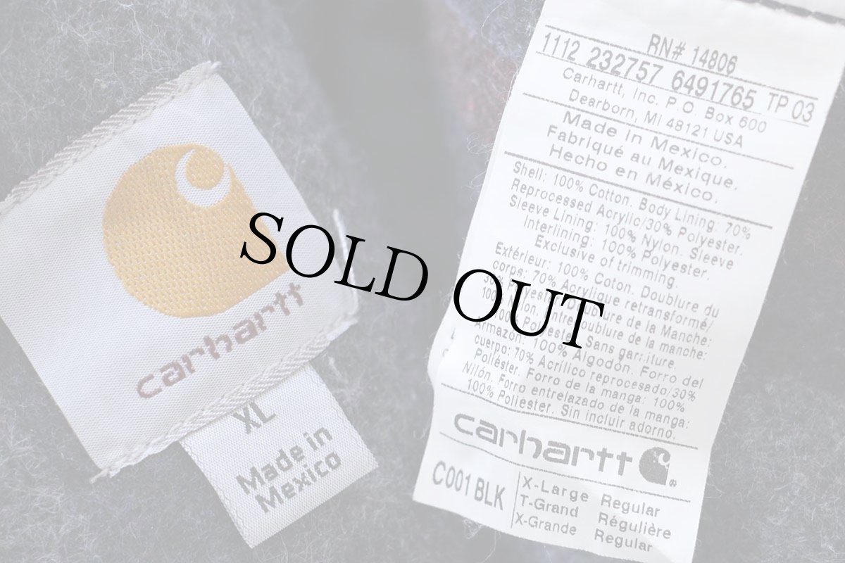 画像5: メキシコ製 carharttカーハート HP Inc刺繍 ブランケットライナー ダック地 チョアコート カバーオール 黒 XL (5)