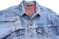 画像3: 90s USA製 Levi'sリーバイス 70417 バッファローチェック ネルライナー ダメージ デニムジャケット 4ポケット M (3)