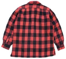 画像2: 50s YOUNG バッファローチェック オープンカラー ウールシャツ 赤×黒 (2)