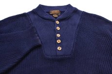 画像3: 90s EddieBauerエディーバウアー 5ボタン ヘンリーネック コットンニット セーター 紺 XL (3)