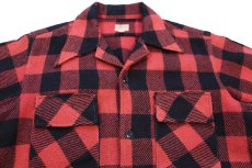 画像3: 50s YOUNG バッファローチェック オープンカラー ウールシャツ 赤×黒 (3)