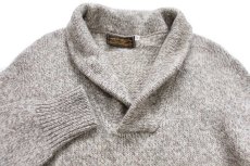 画像3: 80s EddieBauerエディーバウアー 無地 ショールカラー ウールニット セーター グレーベージュ×ナチュラル ミックス M (3)