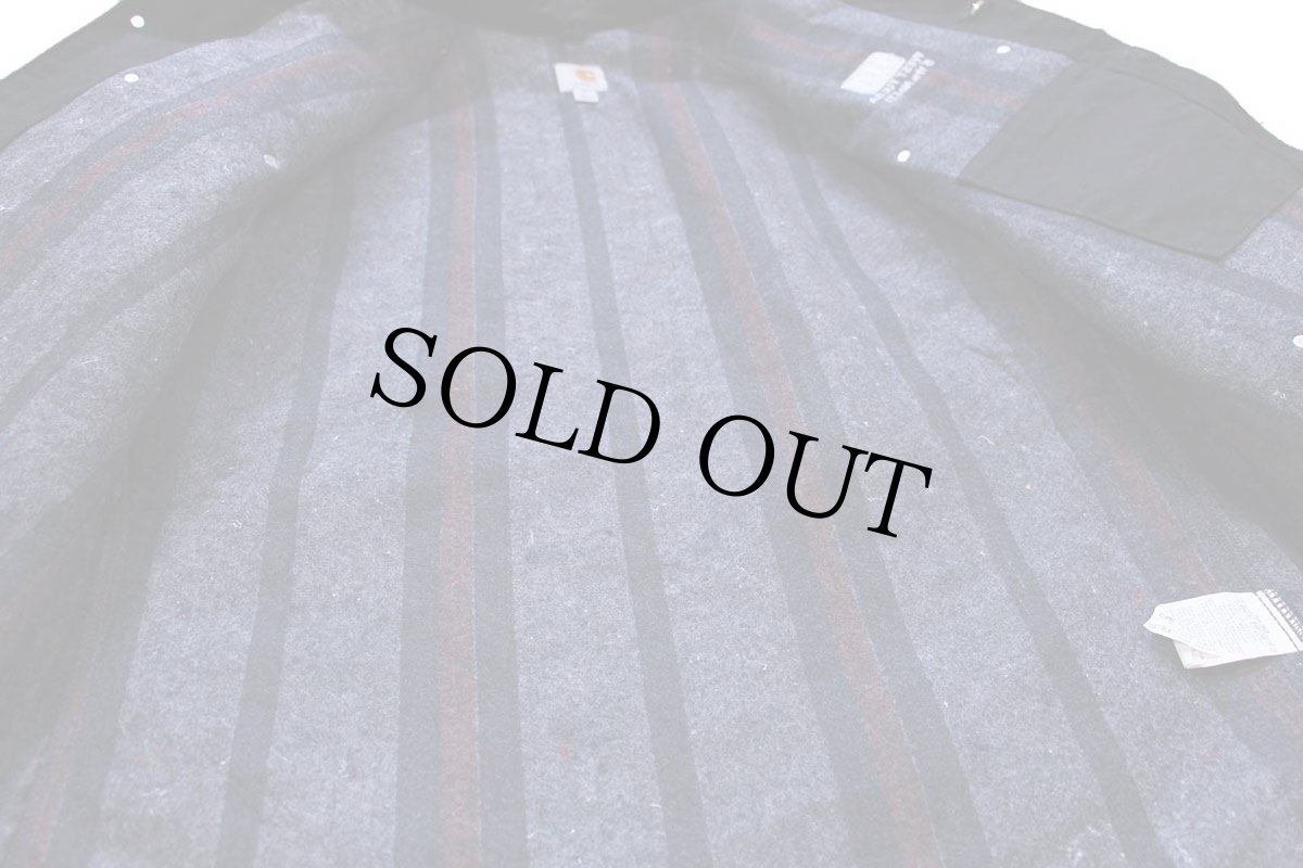 画像6: メキシコ製 carharttカーハート HP Inc刺繍 ブランケットライナー ダック地 チョアコート カバーオール 黒 XL (6)