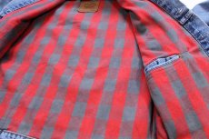 画像6: 90s USA製 Levi'sリーバイス 70417 バッファローチェック ネルライナー ダメージ デニムジャケット 4ポケット M (6)