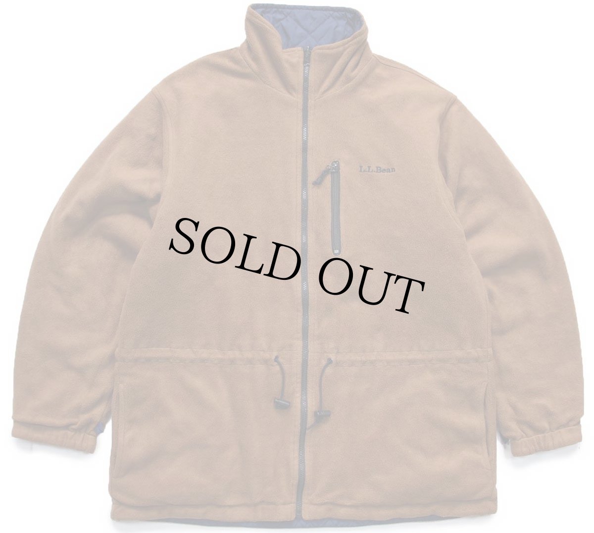 画像1: 00s L.L.Bean ロゴ刺繍 リバーシブル キルティング×フリースジャケット 茶×紺 L-R (1)