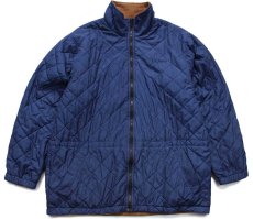 画像6: 00s L.L.Bean ロゴ刺繍 リバーシブル キルティング×フリースジャケット 茶×紺 L-R (6)