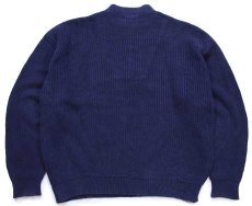 画像2: 90s EddieBauerエディーバウアー 5ボタン ヘンリーネック コットンニット セーター 紺 XL (2)