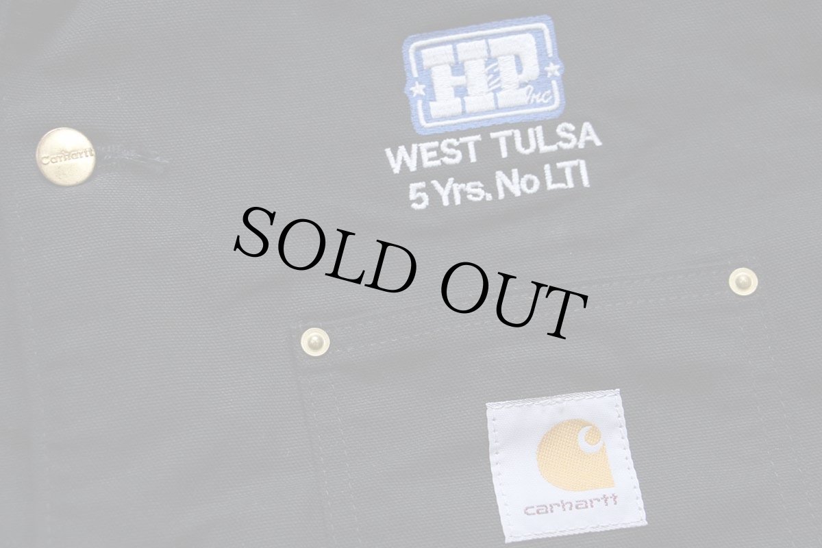 画像4: メキシコ製 carharttカーハート HP Inc刺繍 ブランケットライナー ダック地 チョアコート カバーオール 黒 XL (4)