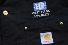 画像4: メキシコ製 carharttカーハート HP Inc刺繍 ブランケットライナー ダック地 チョアコート カバーオール 黒 XL (4)