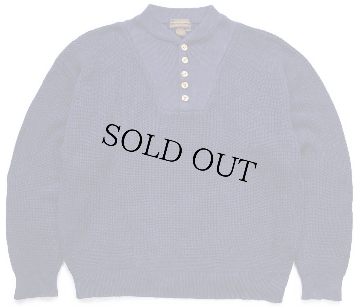 画像1: 90s EddieBauerエディーバウアー 5ボタン ヘンリーネック コットンニット セーター 紺 XL (1)