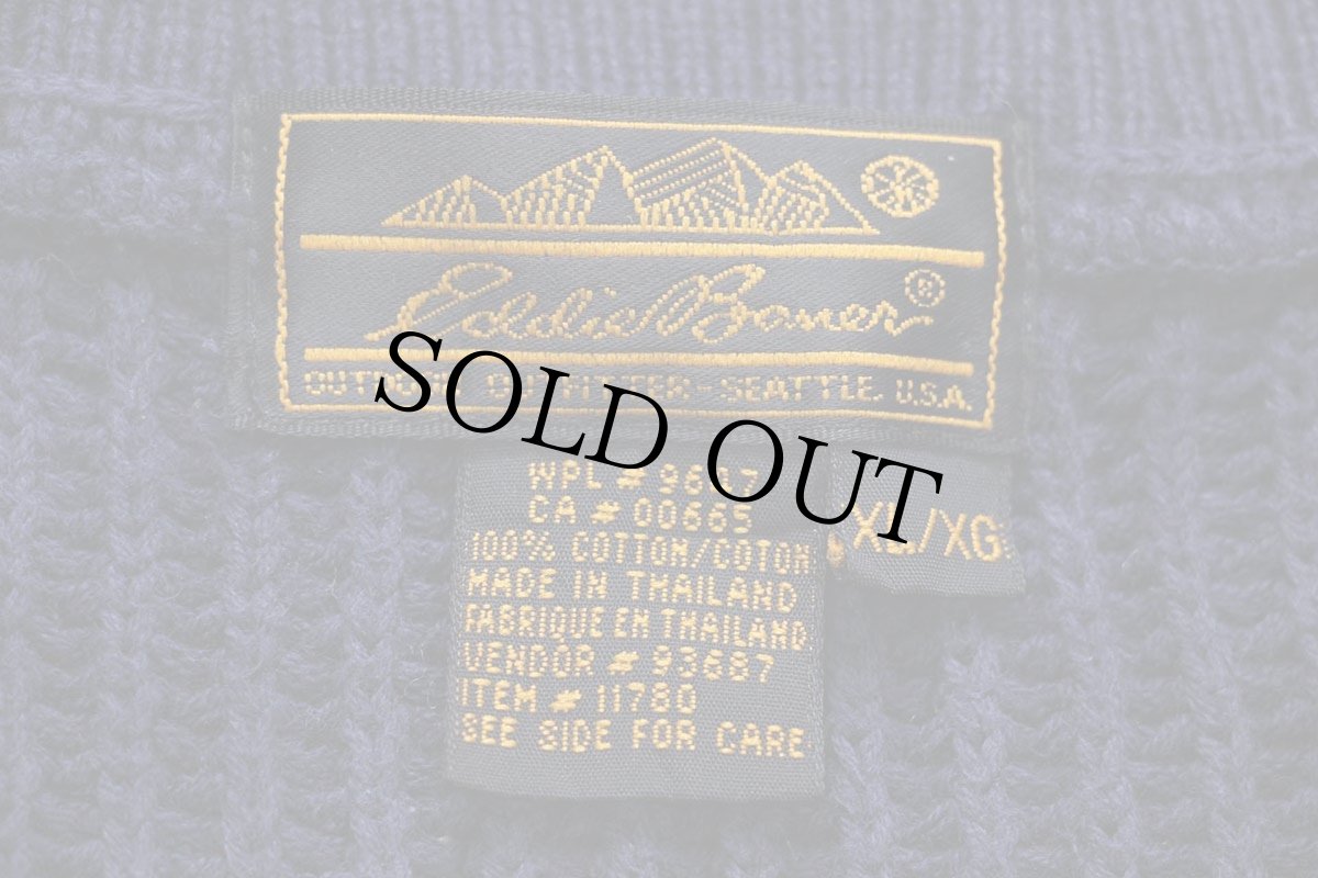 画像4: 90s EddieBauerエディーバウアー 5ボタン ヘンリーネック コットンニット セーター 紺 XL (4)