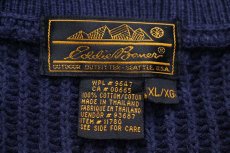 画像4: 90s EddieBauerエディーバウアー 5ボタン ヘンリーネック コットンニット セーター 紺 XL (4)