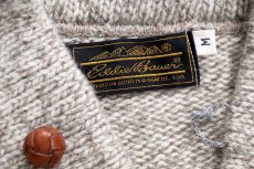 画像4: 80s EddieBauerエディーバウアー 無地 ショールカラー ウールニット セーター グレーベージュ×ナチュラル ミックス M (4)