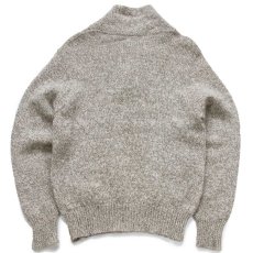 画像2: 80s EddieBauerエディーバウアー 無地 ショールカラー ウールニット セーター グレーベージュ×ナチュラル ミックス M (2)