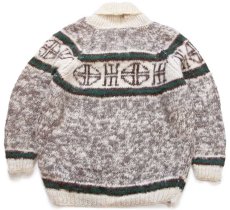 画像2: 80s ネパール製 MERLIN フォークロア柄 ショールカラー ローゲージ ウール ハンドニット セーター L★特大 (2)