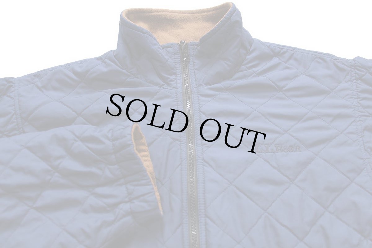 画像8: 00s L.L.Bean ロゴ刺繍 リバーシブル キルティング×フリースジャケット 茶×紺 L-R (8)