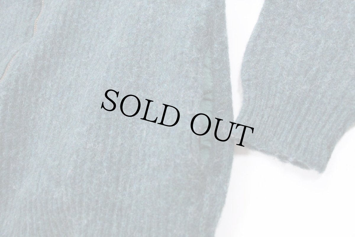 画像6: 90s USA製 L.L.Bean 無地 ウール×アルパカ ドライバーズニット フルジップ セーター グリーン ミックス XL (6)