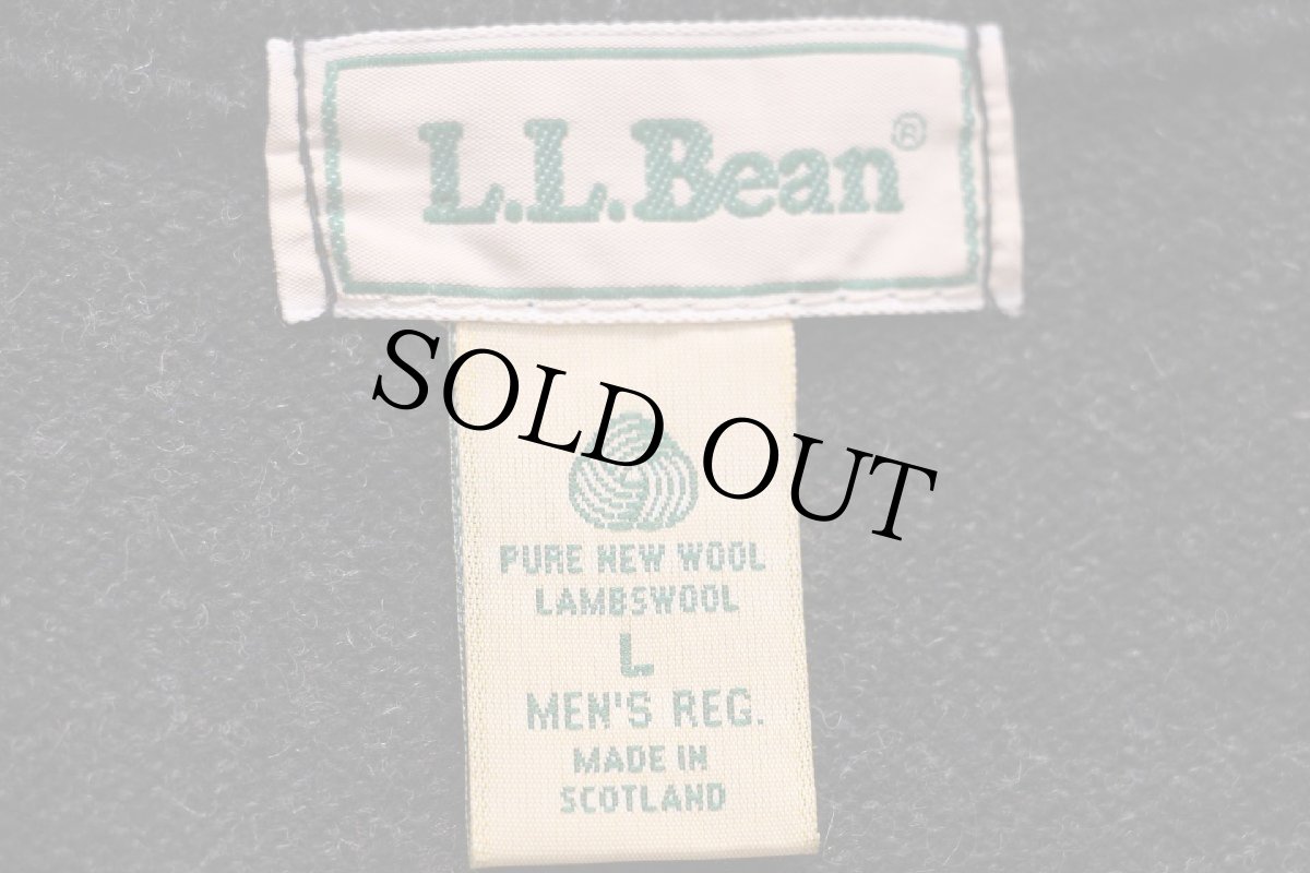 画像4: 90s スコットランド製 L.L.Bean 無地 Vネック ラムウールニット ベスト セーター チャコールグレー L (4)