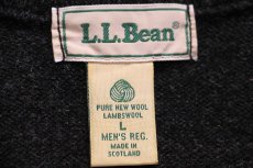画像4: 90s スコットランド製 L.L.Bean 無地 Vネック ラムウールニット ベスト セーター チャコールグレー L (4)