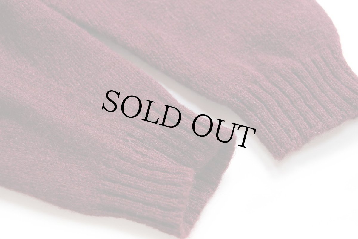 画像6: 90s スコットランド製 L.L.Bean 無地 ウールニット セーター ワインレッド M-R (6)