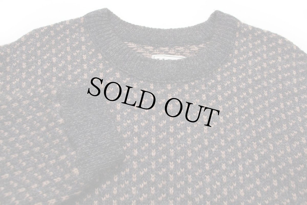 画像3: 90s ノルウェー製 L.L.Bean ノルウェージャン バーズアイ ウールニット セーター チャコールグレー×グレーブラウン L-M (3)