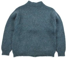画像2: 90s USA製 L.L.Bean 無地 ウール×アルパカ ドライバーズニット フルジップ セーター グリーン ミックス XL (2)