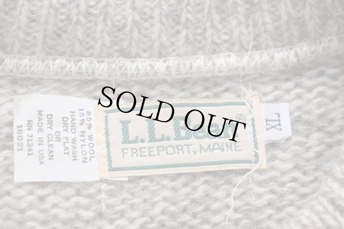 画像4: 80s USA製 L.L.Bean ツリー ムース ハンドペイント アート ウールニット セーター グレーブラウン×ナチュラル ミックス XL (4)