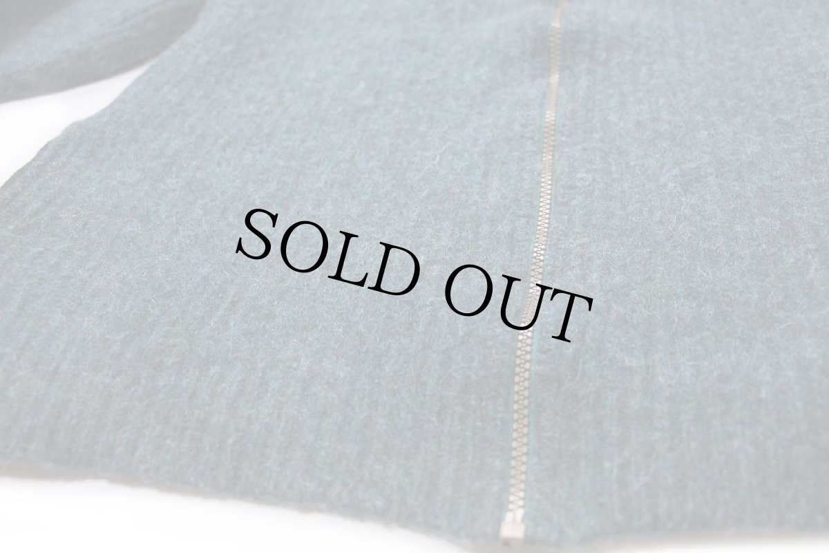 画像5: 90s USA製 L.L.Bean 無地 ウール×アルパカ ドライバーズニット フルジップ セーター グリーン ミックス XL (5)