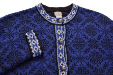画像3: オーストラリア製 L.L.Bean 雪柄 ノルディック柄 チロリアンテープ コットンニット カーディガン W-L (3)