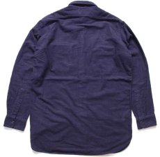 画像2: 70s L.L.Bean 筆記体タグ 無地 コットン シャモアクロスシャツ 紺 L (2)