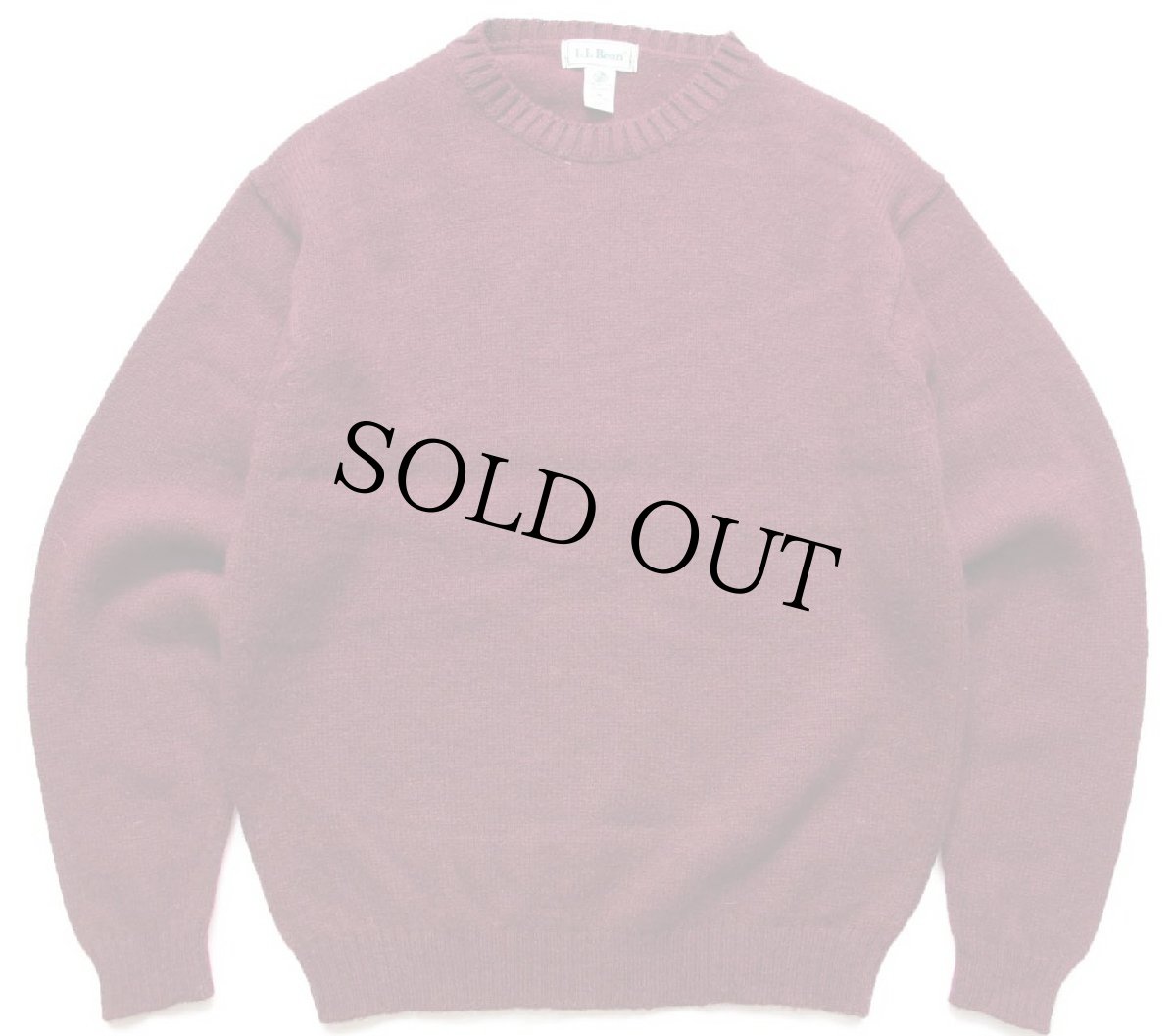 画像1: 90s スコットランド製 L.L.Bean 無地 ウールニット セーター ワインレッド M-R (1)