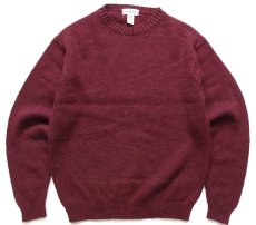画像1: 90s スコットランド製 L.L.Bean 無地 ウールニット セーター ワインレッド M-R (1)